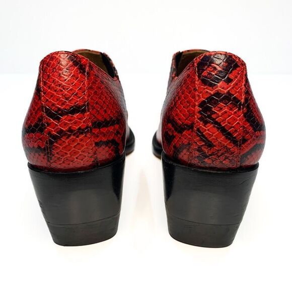 Chloe Rylee Python Print Leather Heeled Ankle Boots EU 37 US 7 Gypsy Red Slip On - Picture 7 of 9